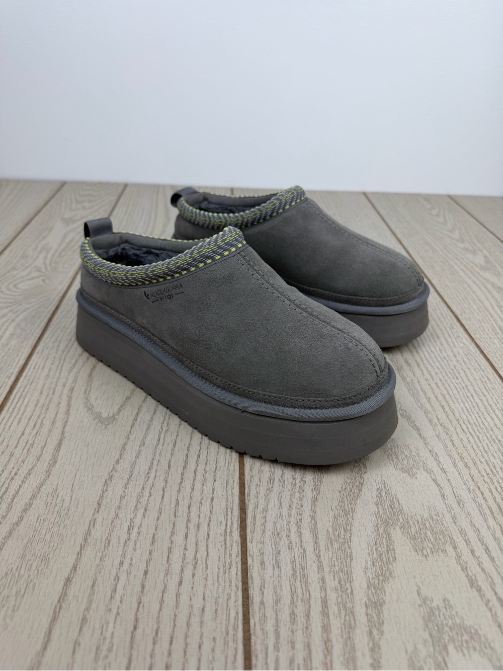 Koolaburra by UGG Women's Burree Platform Slippers US9 Cloud Grey & Green $90